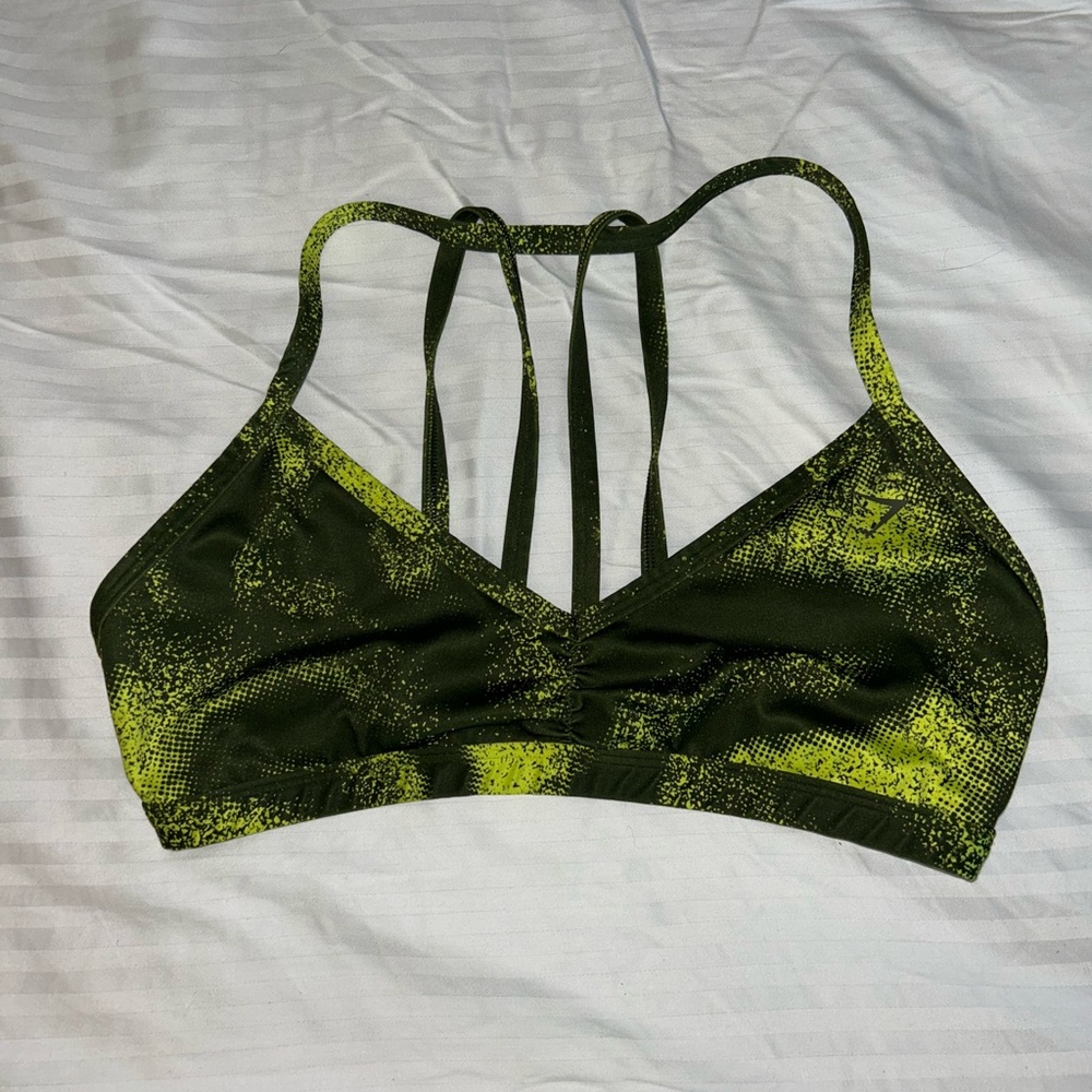 Green and Yellow Strappy Sports Bra